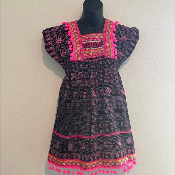 None Other - Blue and Pink Casual Sundress with Flutter Cap Sleeves